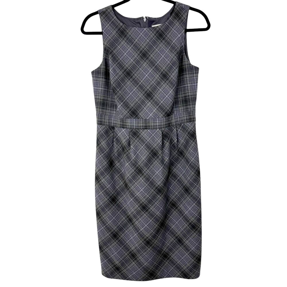 Merona Gray and Purple plaid sleeveless pencil dress Size 6